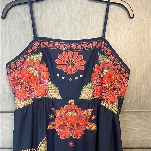 Bohemian Spaghetti Strap Maxi Dress SHEIN Sz LG 8/10 , Flowy Adjustable Straps - Picture 3 of 11